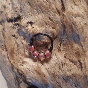 Pink Beaded 20g Black Septum Tragus Daith Helix Ring 10mm